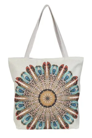 Fabseasons Jute Circle Printed & Cotton Handbag