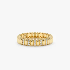 Fluted Design Diamond Wedding Band, Celia