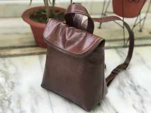 Full Grain Coffee Brown Leather Backpack