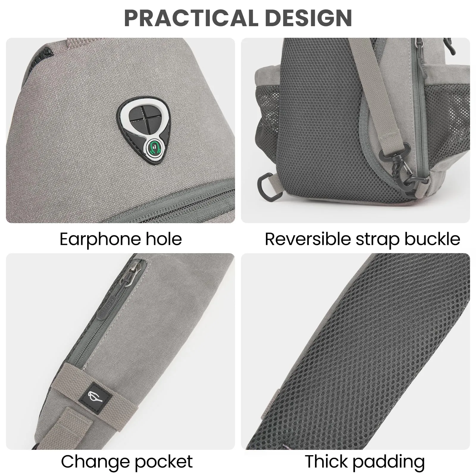 G4Free Canvas Sling Bag Crossbody Backpack with USB Charging Port & RFID Blocking