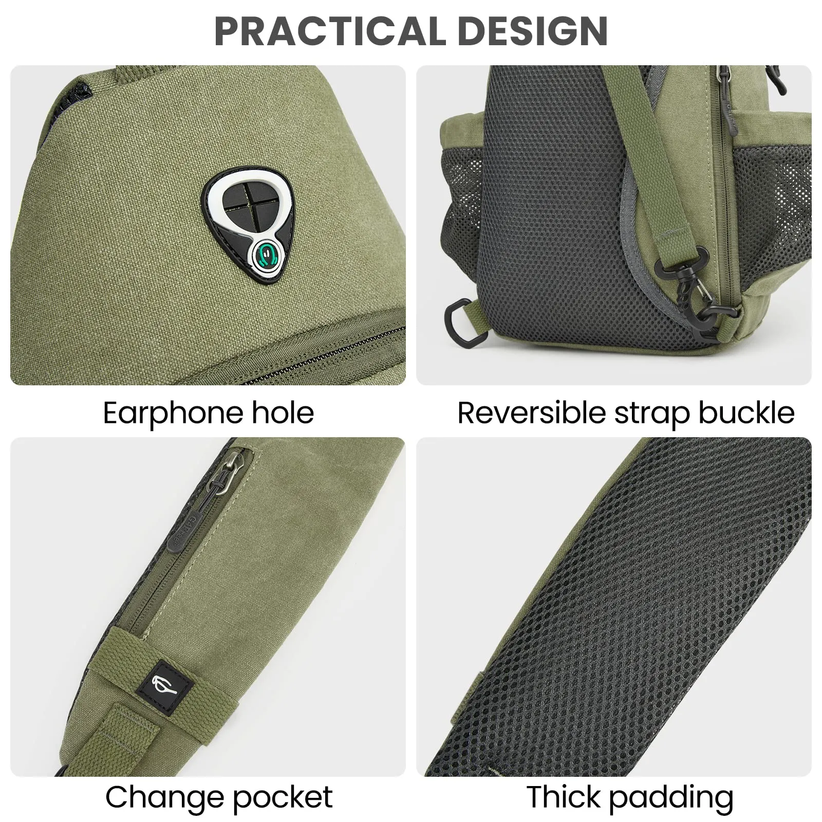 G4Free Canvas Sling Bag Crossbody Backpack with USB Charging Port & RFID Blocking