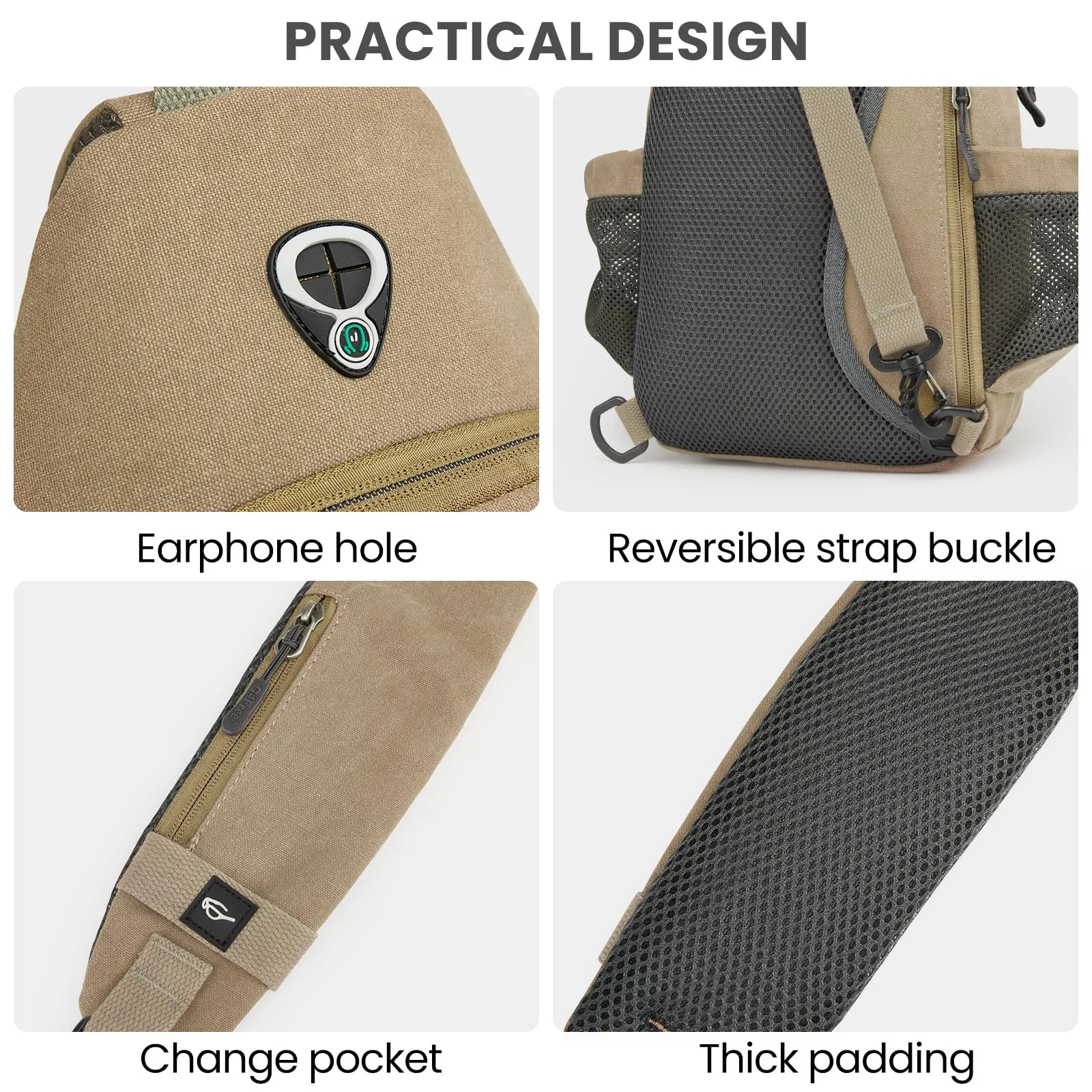 G4Free Canvas Sling Bag Crossbody Backpack with USB Charging Port & RFID Blocking