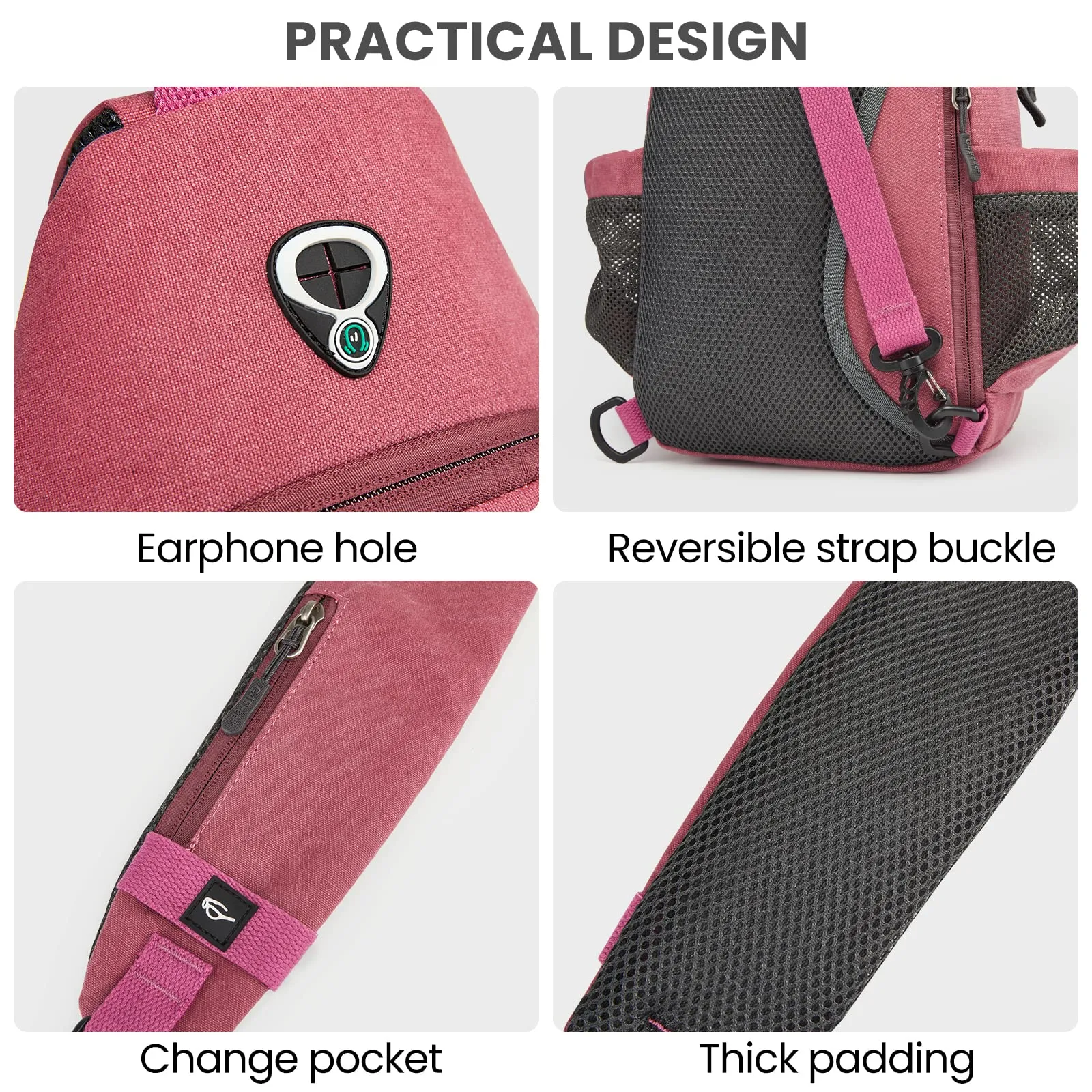 G4Free Canvas Sling Bag Crossbody Backpack with USB Charging Port & RFID Blocking