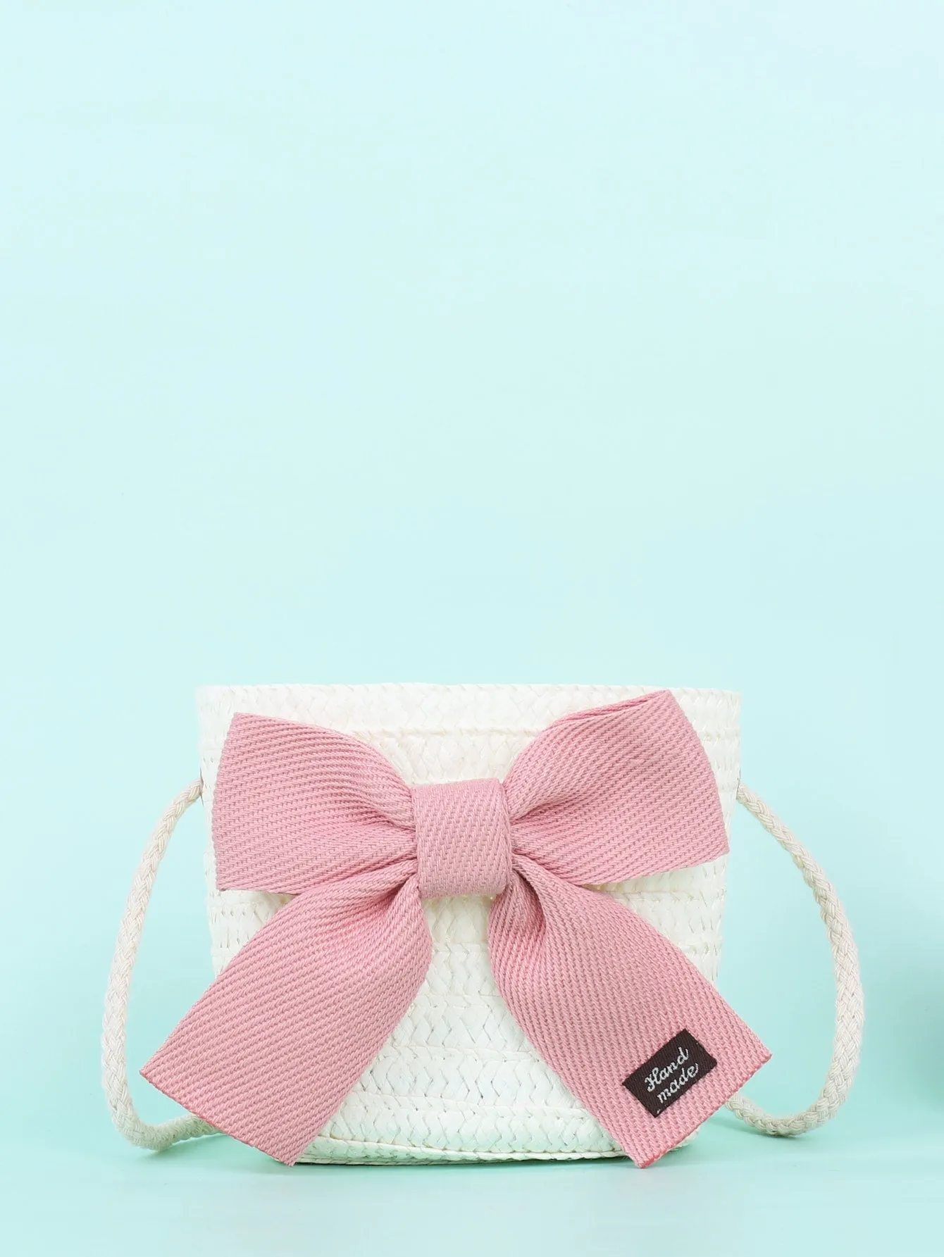 Girls Bow Decor Straw Bag