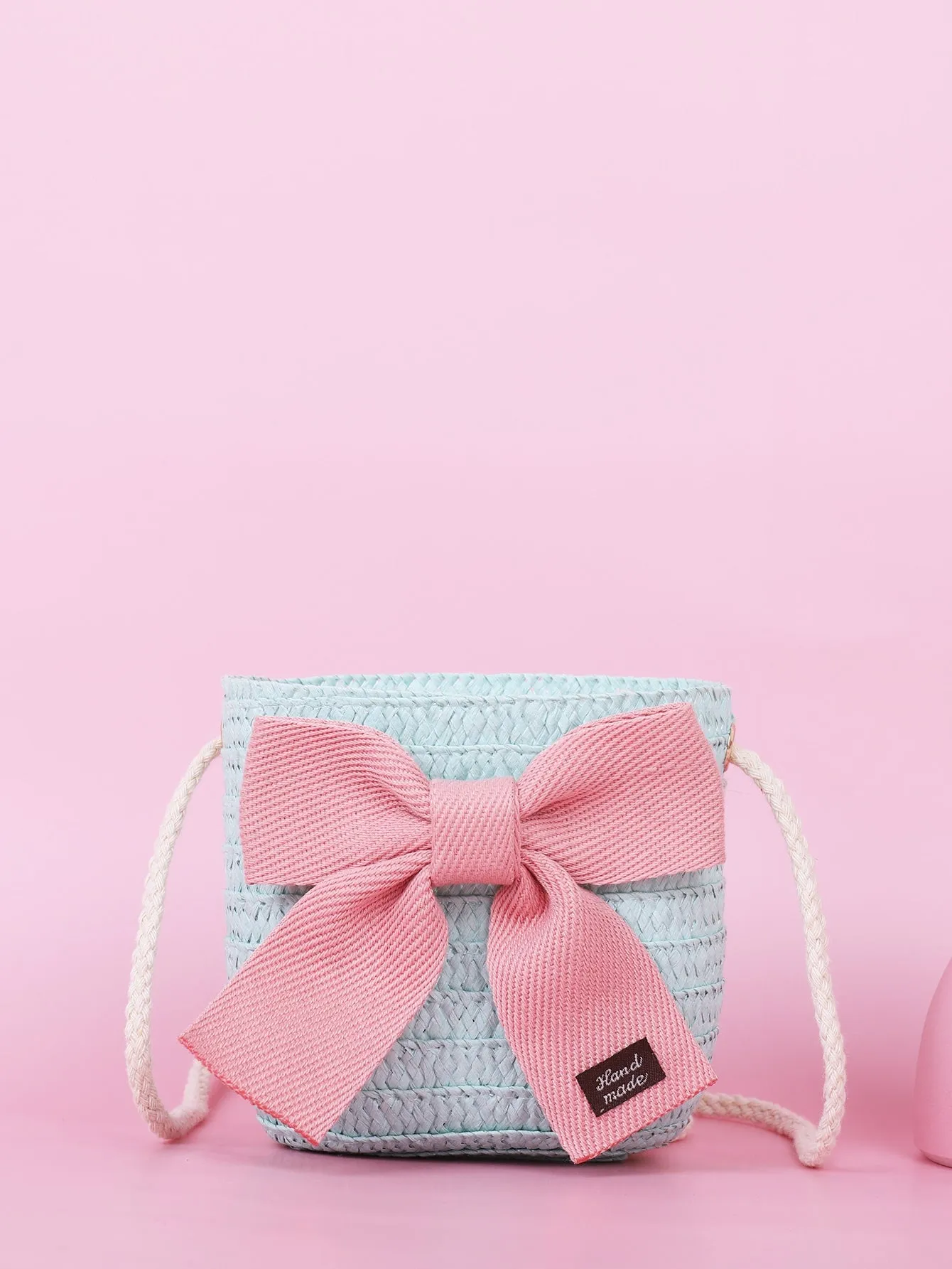 Girls Bow Decor Straw Bag