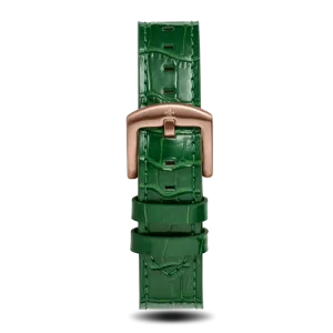 Green Croc Pattern Leather Strap With Rose Gold Buckle - Prague Deluxe