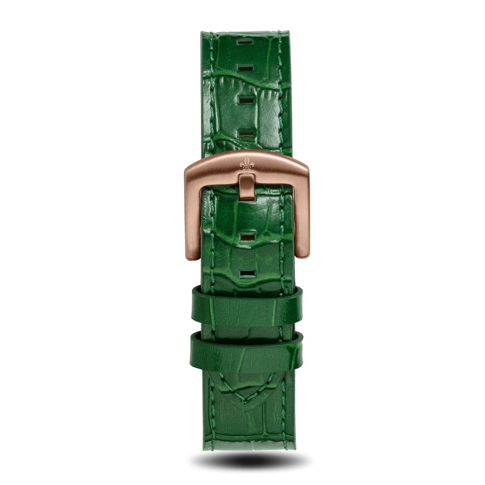 Green Croc Pattern Leather Strap With Rose Gold Buckle - Prague Deluxe