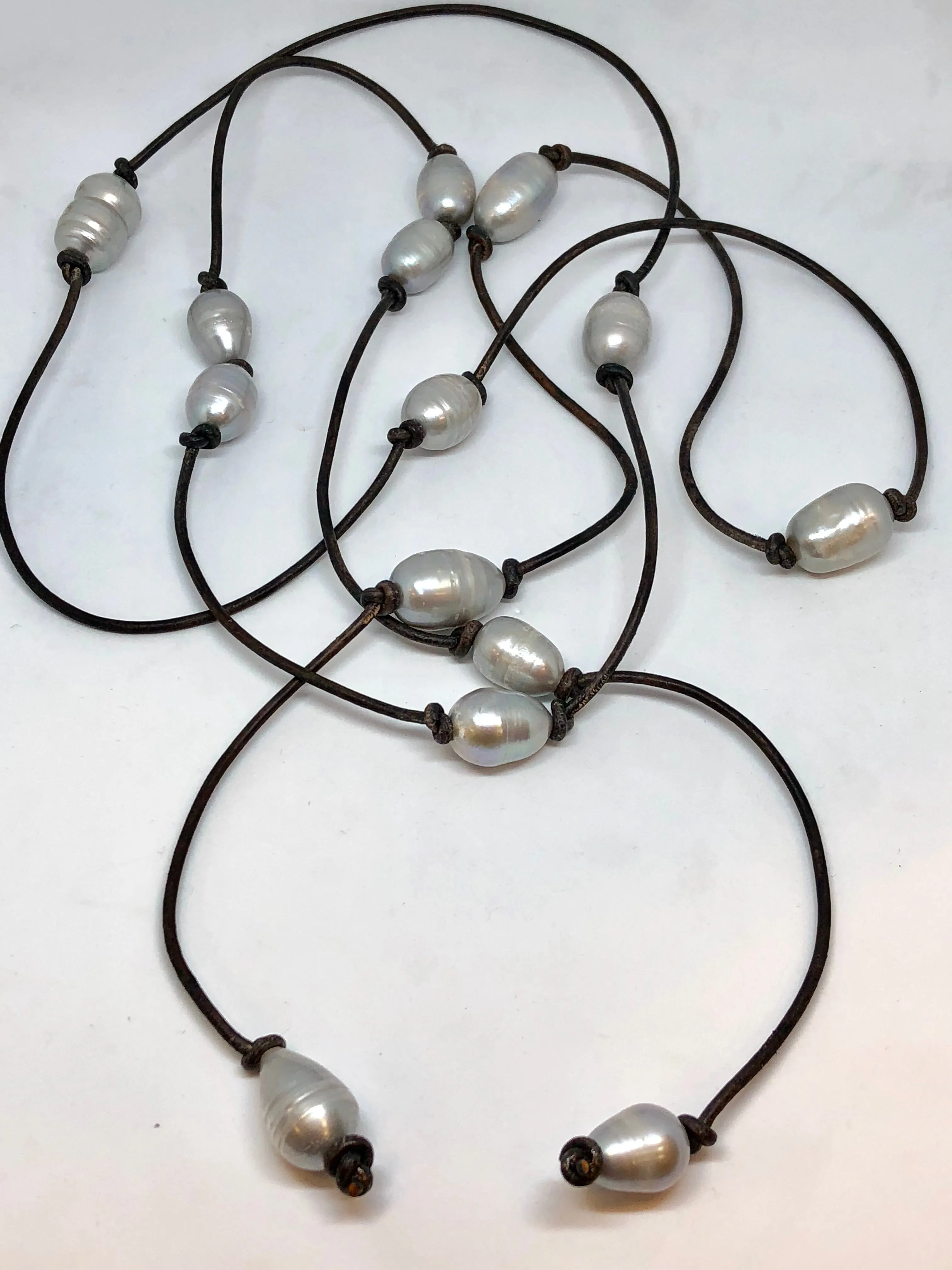 Grey Pearl Wrap Necklace