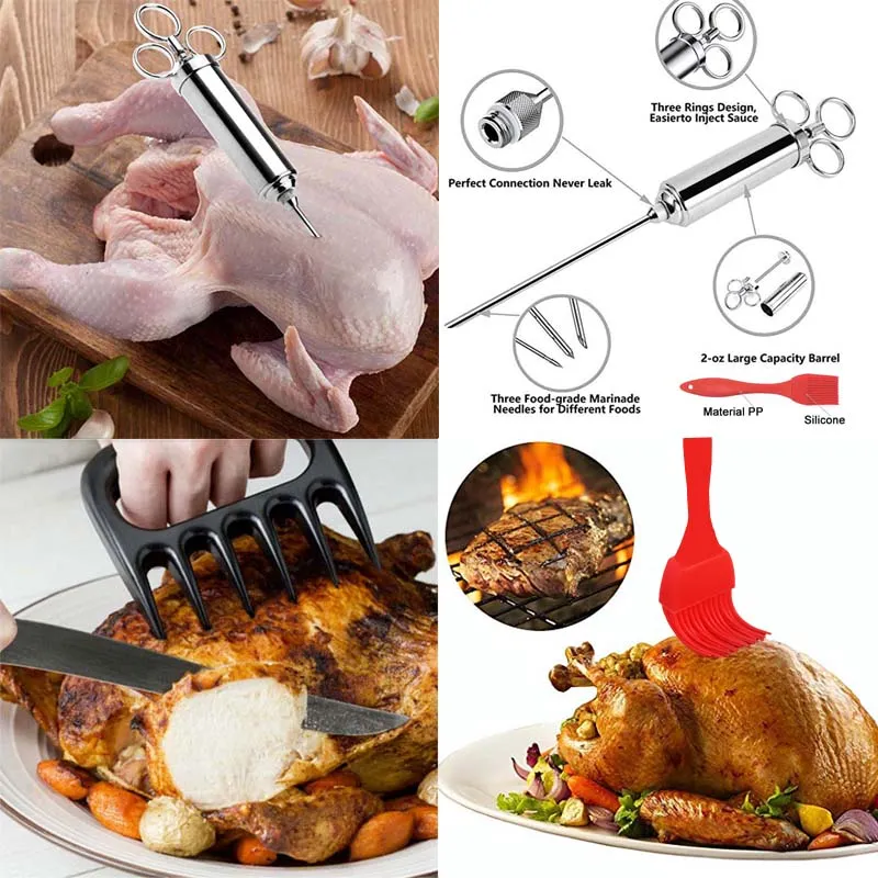 Grill Marinade Seasoning Injector Meat Cooking Syringe Injection