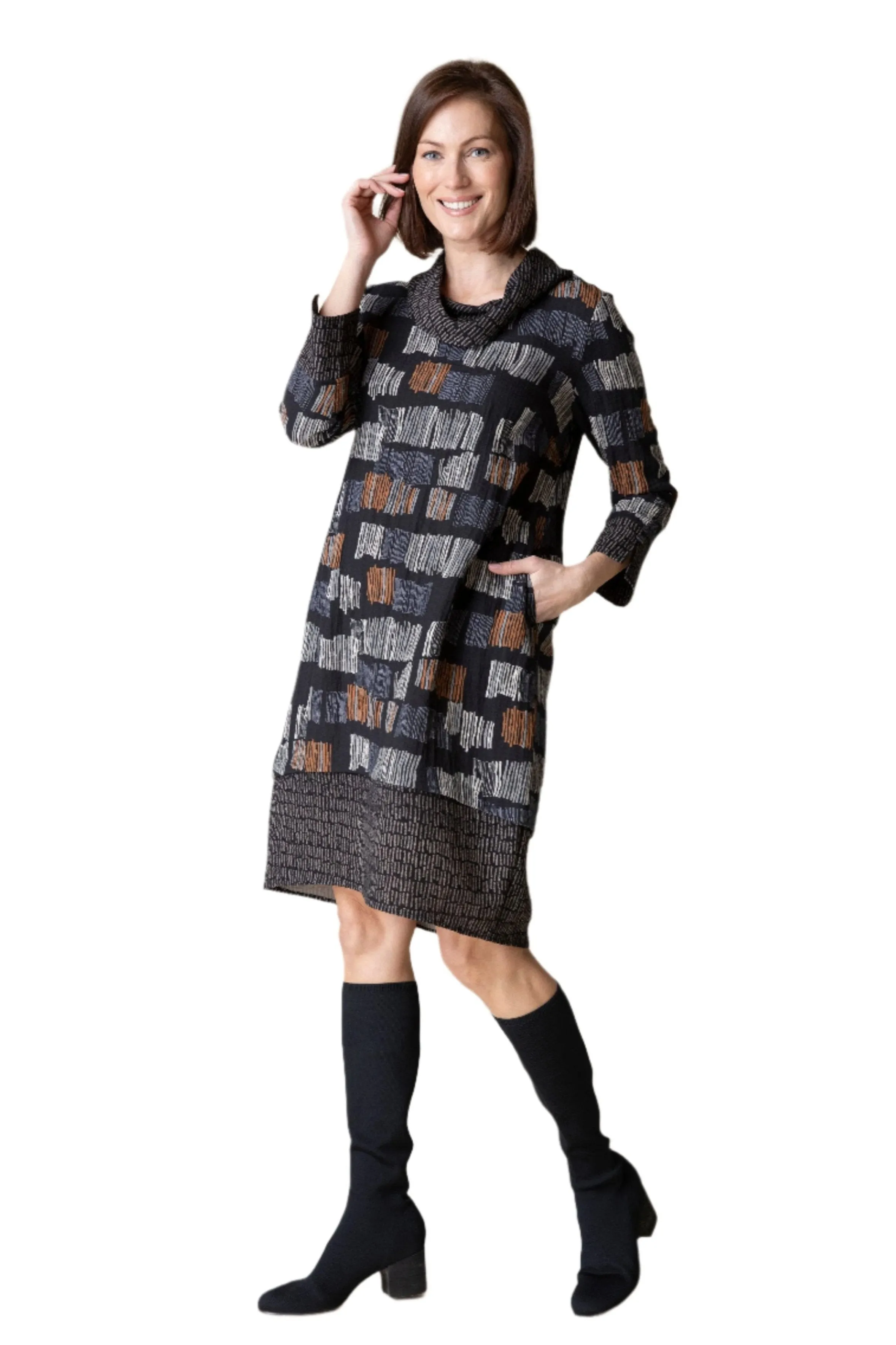 Habitat Express Travel Fine Lines Drape Collar Dress - 35085