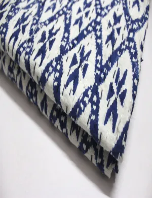 Hand Block Print Ikat Print Kantha 100%Cotton Queen Size Kantha Bedcover Blue