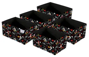 Heart Home Disney Mickey Print Non Woven Fabric 5-Replacement Drawer Storage And Cloth Organizer Unit for Closet (Black)-HHEART16032