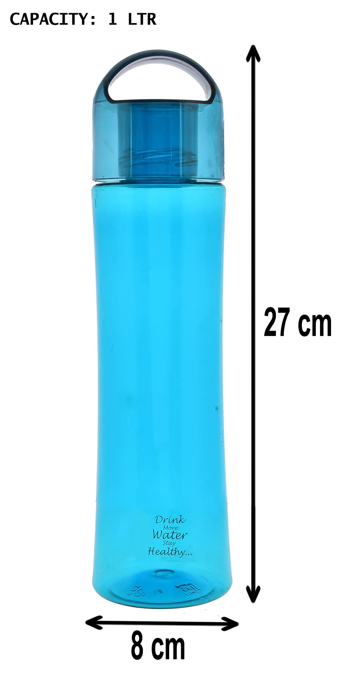 Heart Home Plastic Water Bottle- 1 Litre, Pack of 6 (Blue)