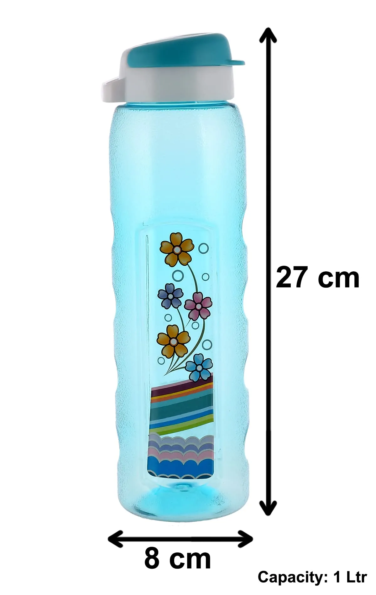 Heart Home Plastic Water Bottle With Sipper- 1 Litre, Pack of 6 (Sky Blue & Grey)