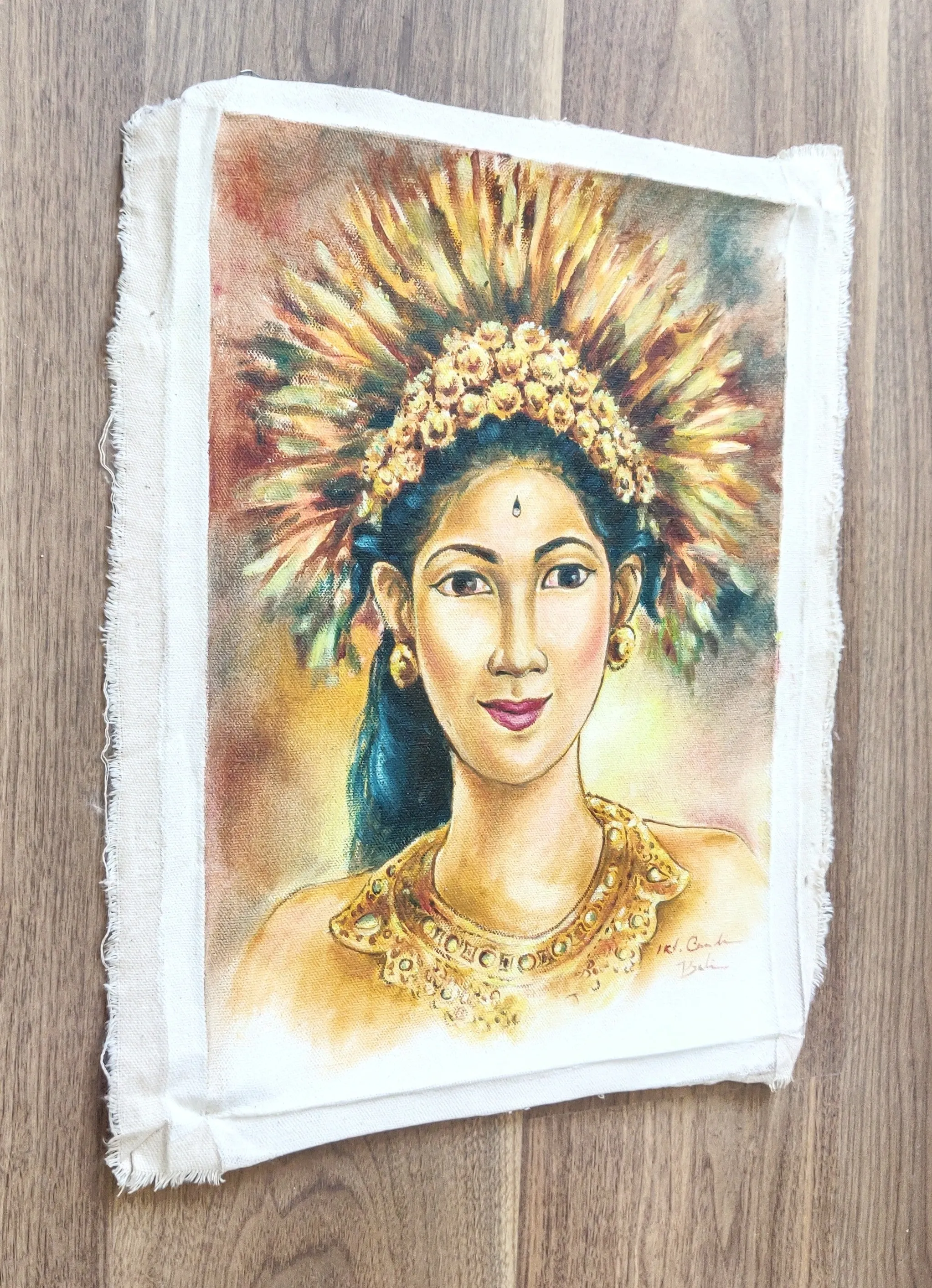 Home Decor: Wall Hangings. Artistic and colourful painting of a Palace dancer. Unframed.