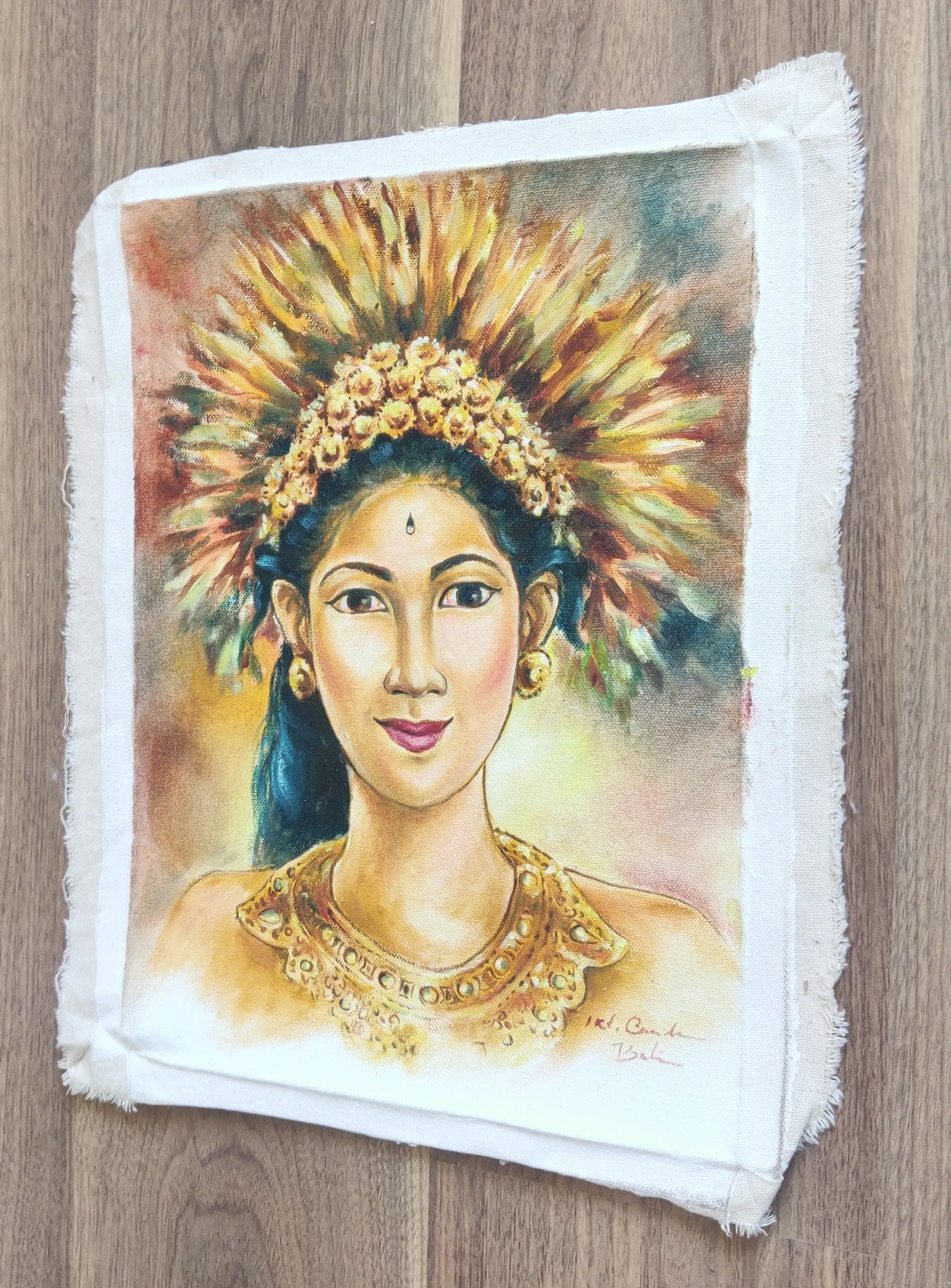 Home Decor: Wall Hangings. Artistic and colourful painting of a Palace dancer. Unframed.