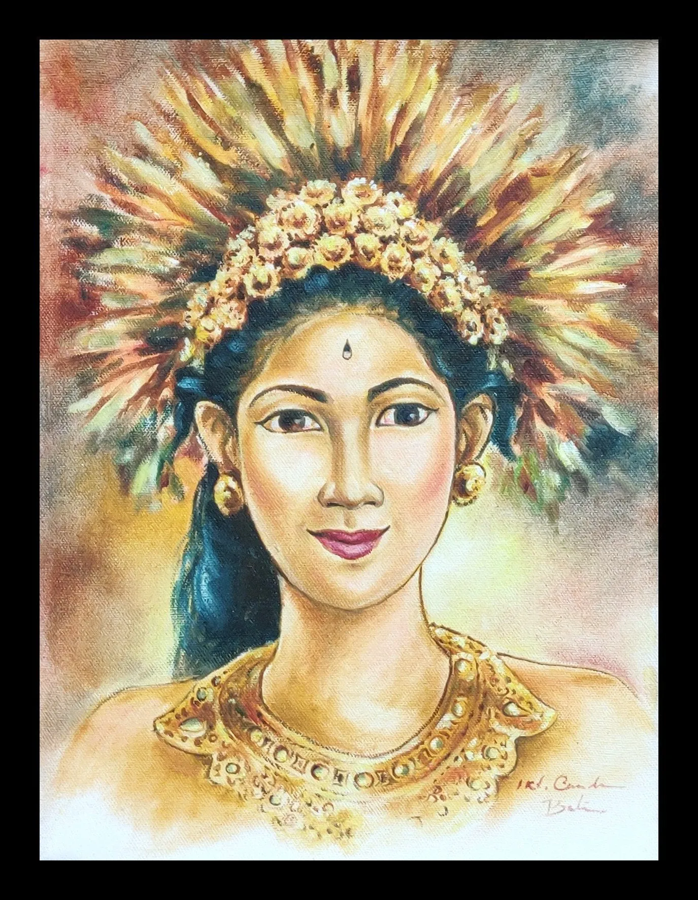 Home Decor: Wall Hangings. Artistic and colourful painting of a Palace dancer. Unframed.