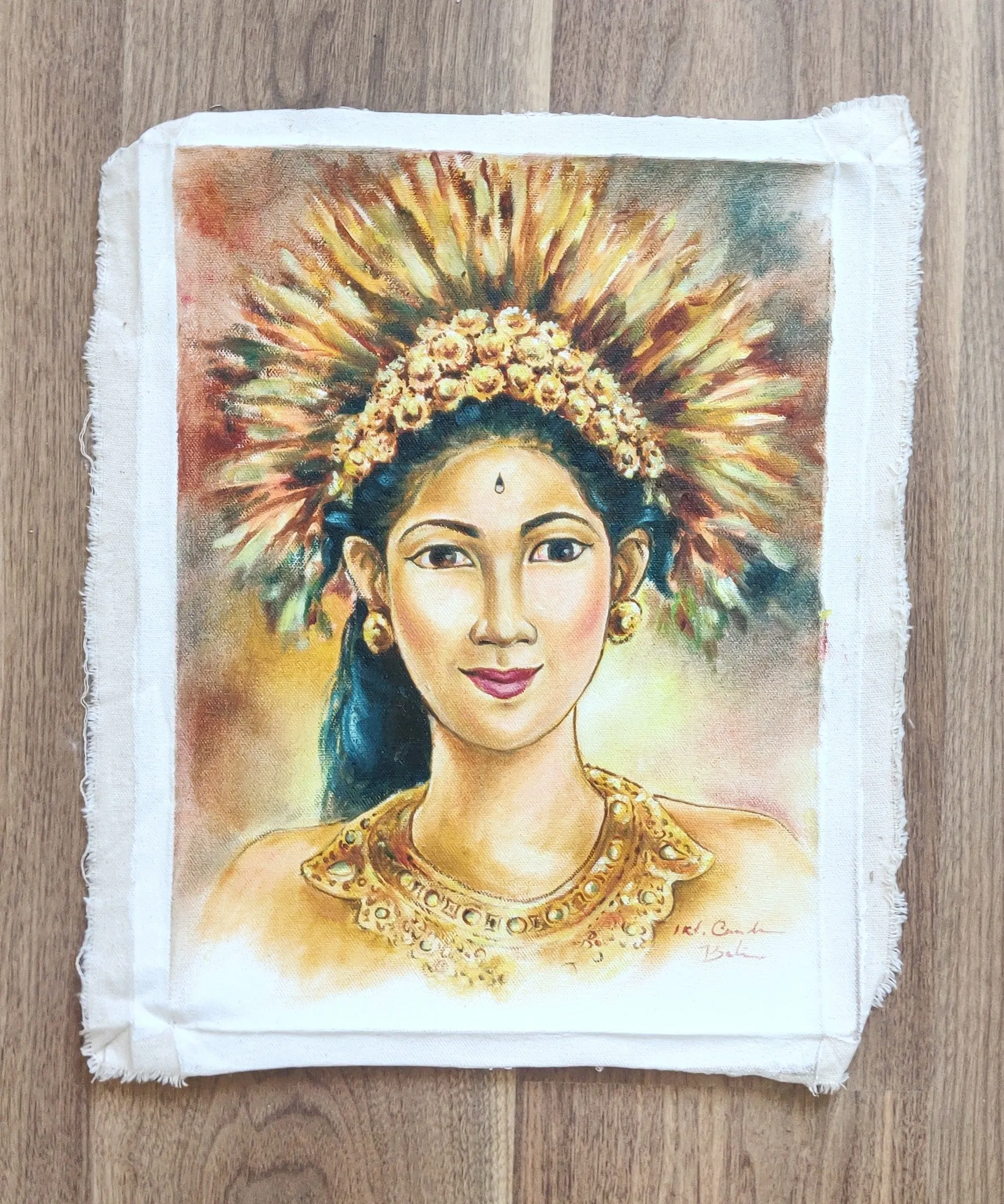 Home Decor: Wall Hangings. Artistic and colourful painting of a Palace dancer. Unframed.