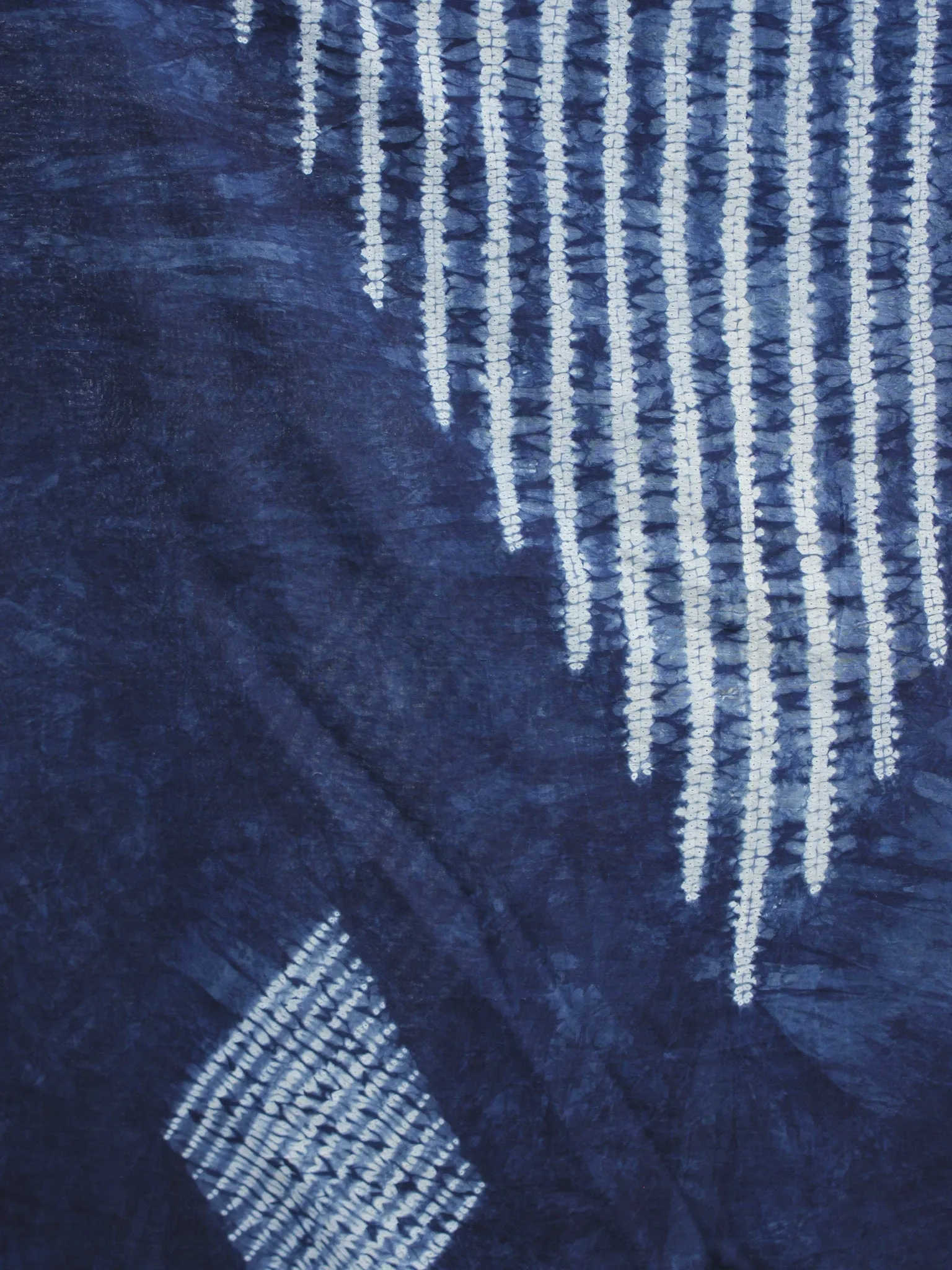 Indigo Ivory Handloom Cotton Hand Shibori Dyed Dupatta - D04170173