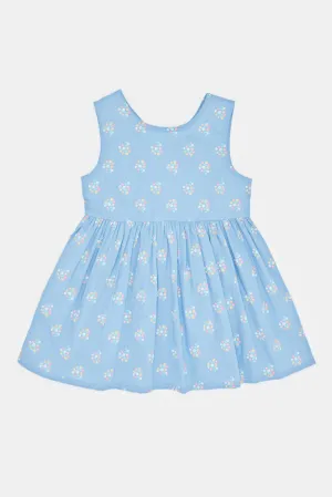 Infant Girls Blue Floral Print Dress