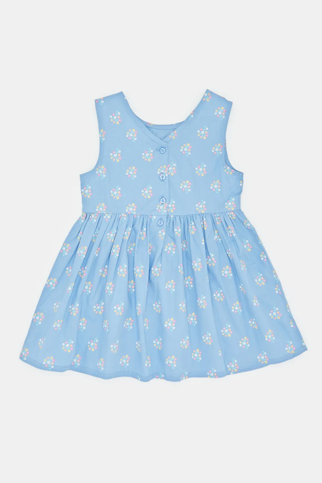 Infant Girls Blue Floral Print Dress