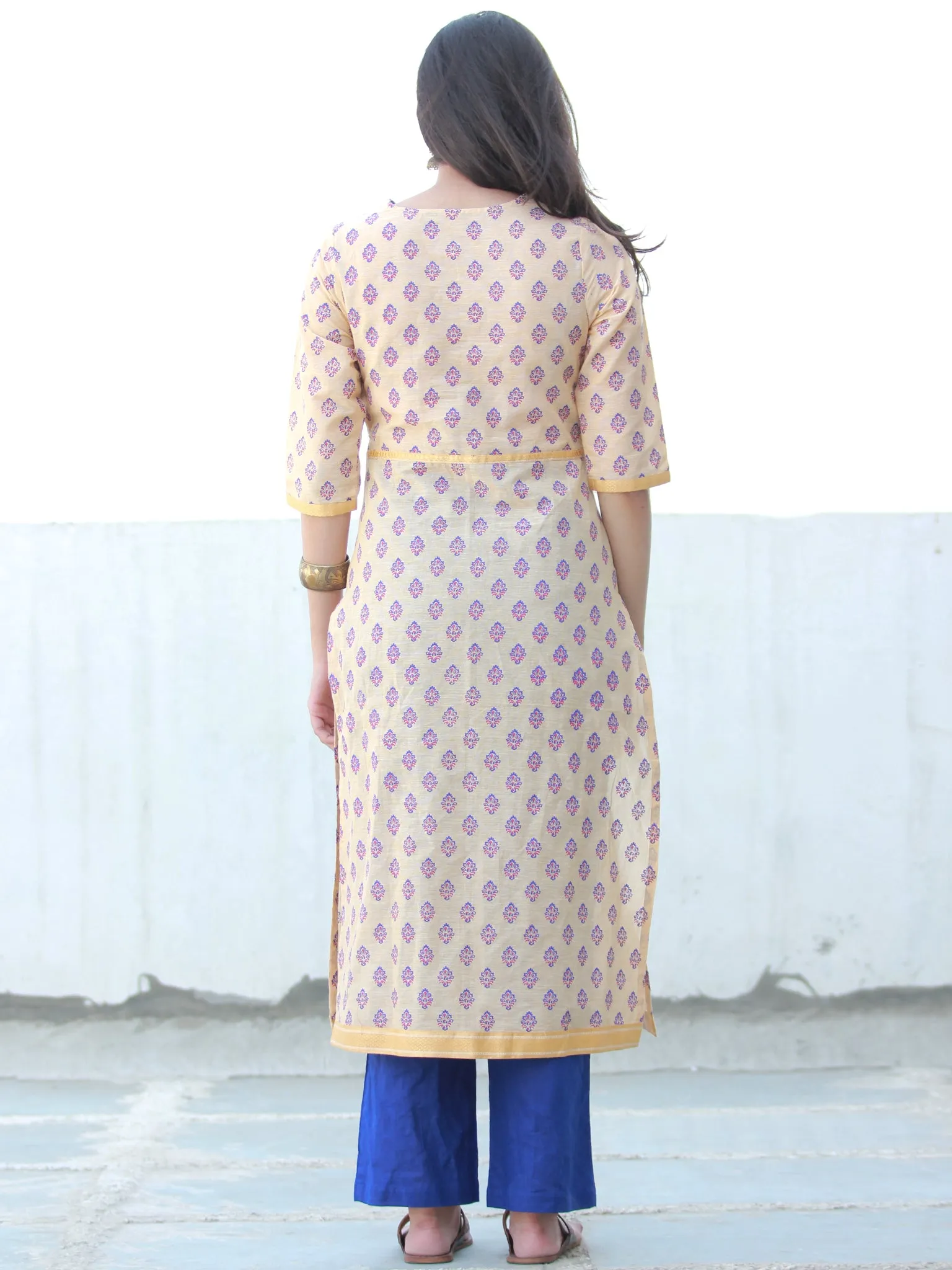 Ivory Blue South Handloom Cotton Kurta - K196FXXX