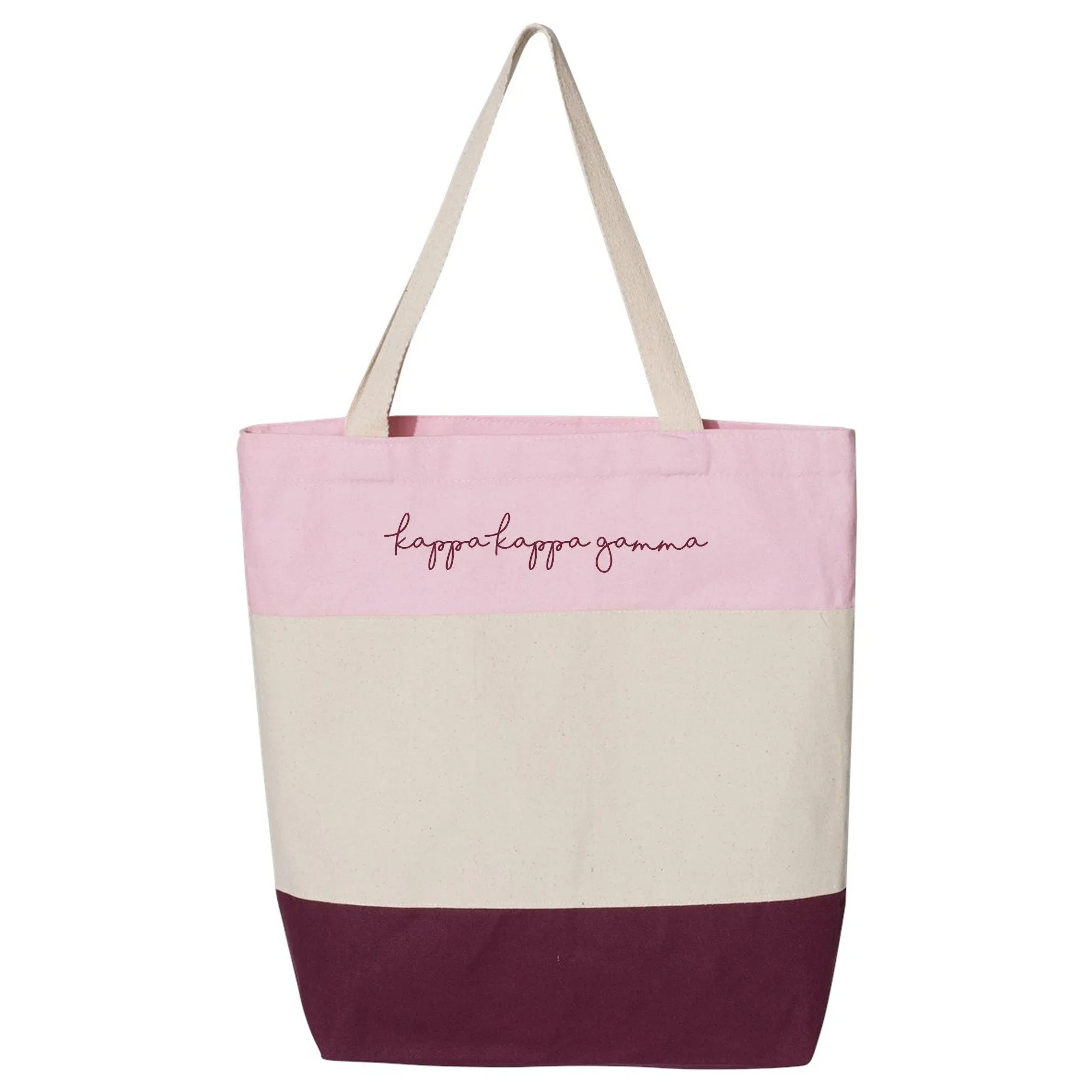 Kappa Kappa Gamma - Tri-Color Tote Bag, Sorority Gift, Bid Day Gift, Big & Little Reveal