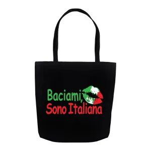 Kiss Me I'm Italian Tote Bag - Black