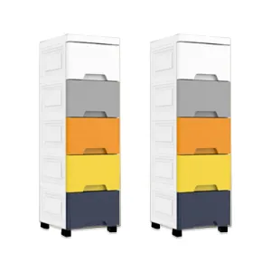 Kuber Industries (Set of 2) 5-Layer Multi Storage Drawer Organizer - Cabinet & Chest Of Drawers For Storage - Thin Plastic Rack -Multicolor