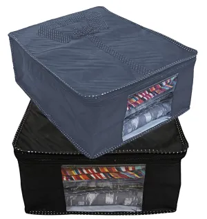 Kuber Industries Shirts and Clothing Organizer With Clear Window-Pack of 2 (Black & Grey),HS_36_KUBMART019175