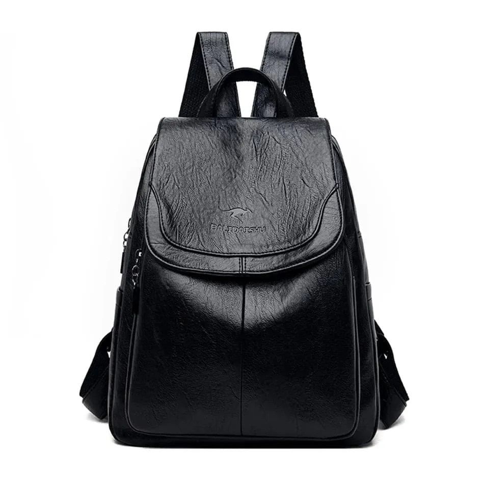 LEDA | LEATHER ANTI-THEFT RUCKSACK