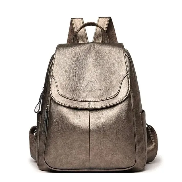 LEDA | LEATHER ANTI-THEFT RUCKSACK