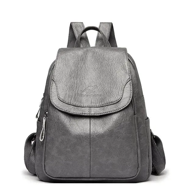 LEDA | LEATHER ANTI-THEFT RUCKSACK