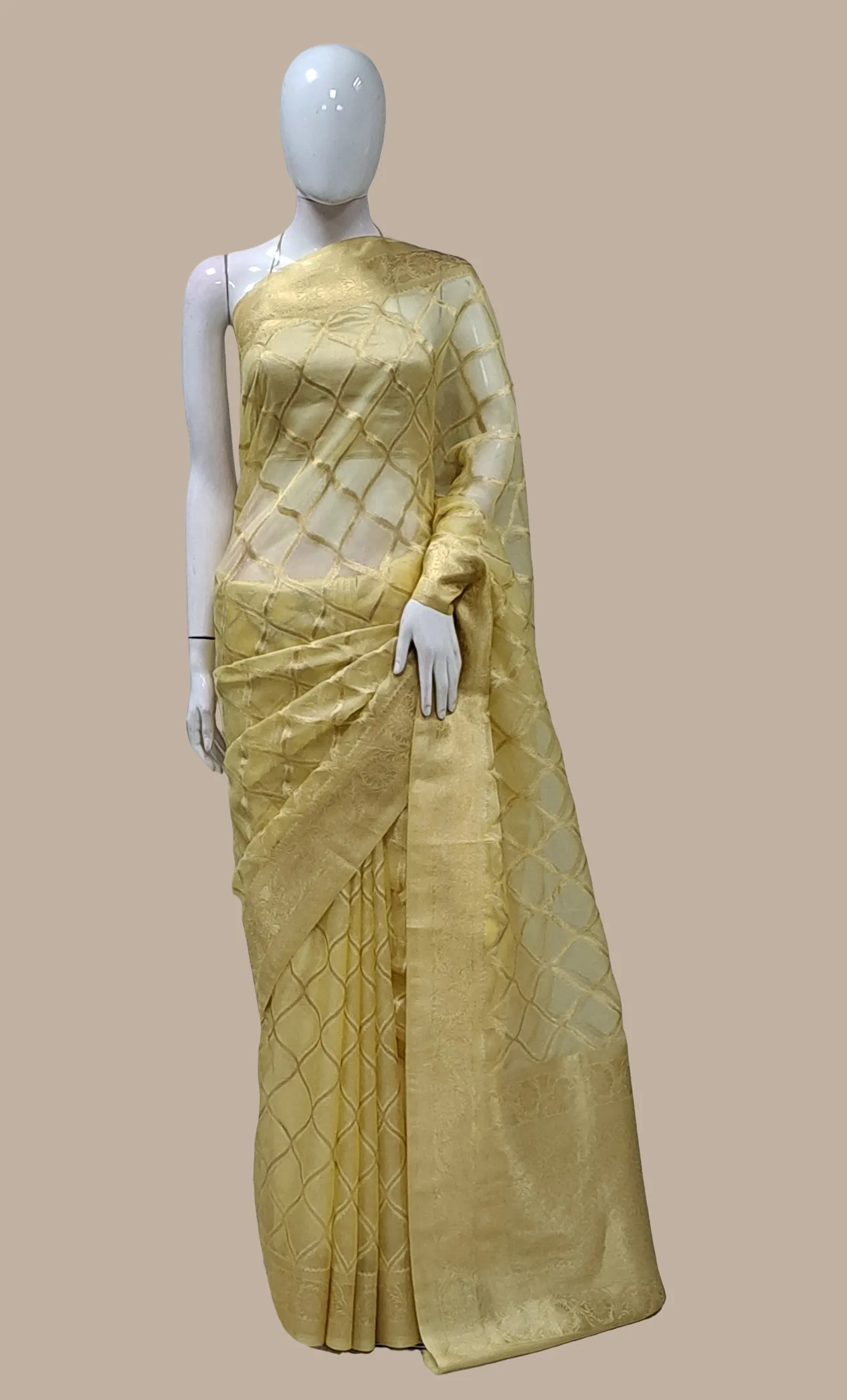 Lemon Embroidered Sari