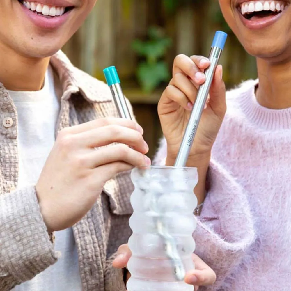 LifeStraw SIP Stainless Steel Water Filter Straw with Carry Case - 3 PACK