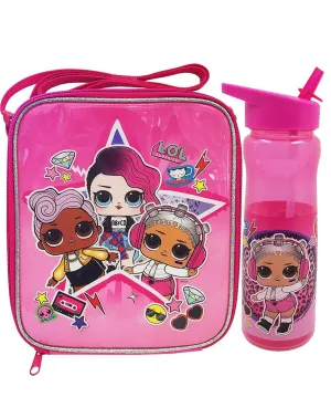 LOL Surprise Dolls Rock Pink Lunch Bag & Drinks Bottle School Set (One Size)