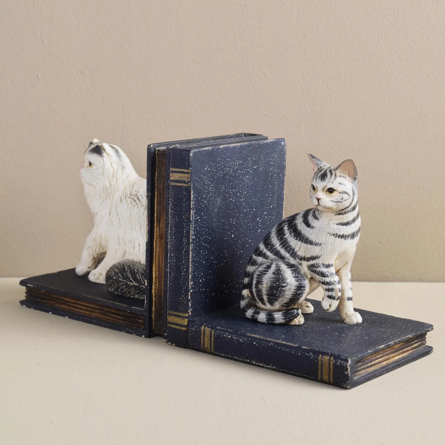 LONG HAIR & TABBY CAT BOOKENDS