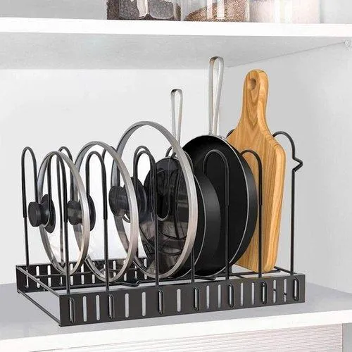 Metal Pan Organizer under Cabinet 8 Tier Adjustable Cookware Pot Rack