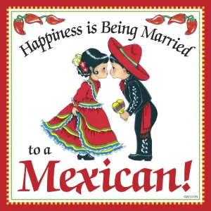 Mexican Gifts Married Tile Magnet