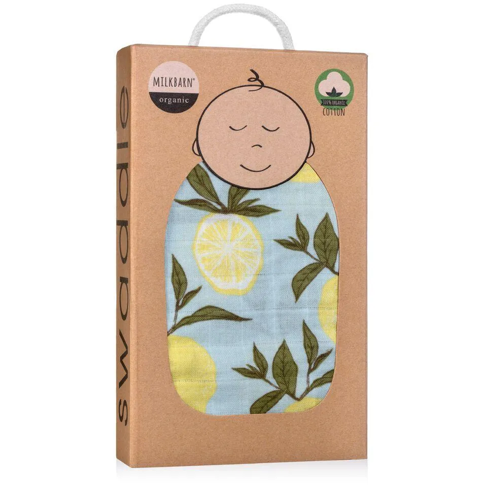 Milkbarn - Organic Muslin Baby Swaddle - Lemon