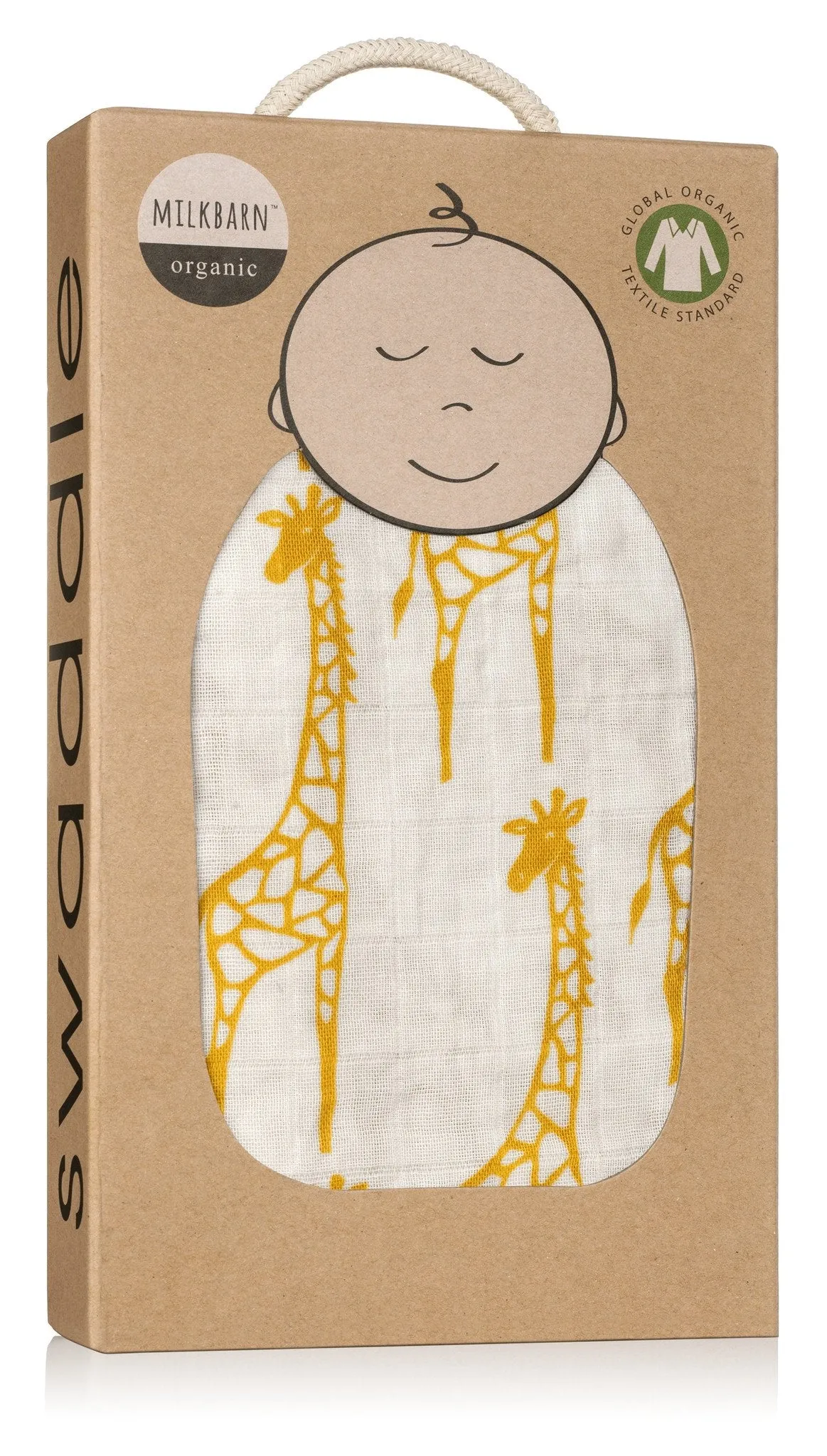 Milkbarn - Organic Muslin Baby Swaddle - Yellow Giraffe