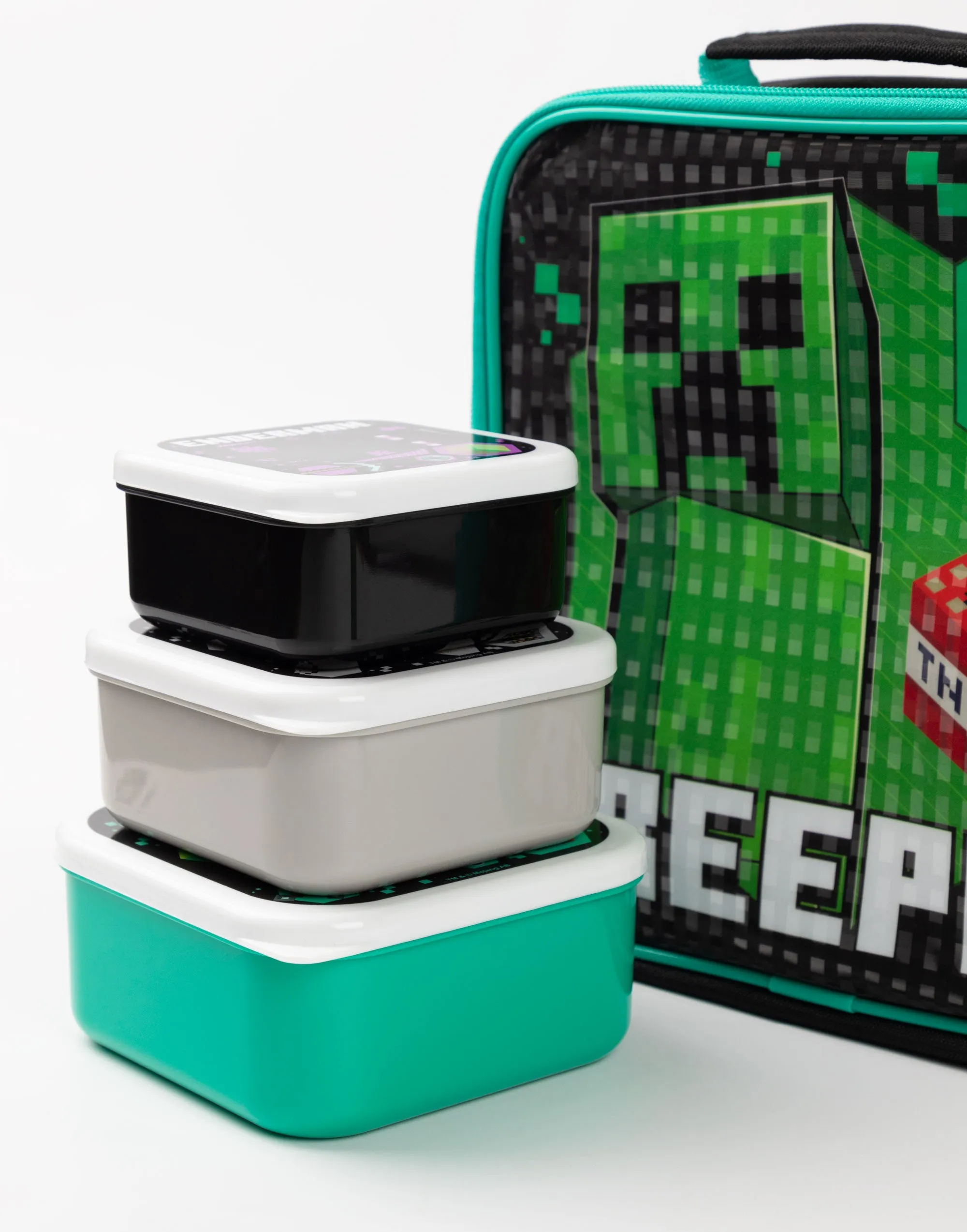 Minecraft Creeper Lunch Bag, Snack Pot, Water Bottle Set