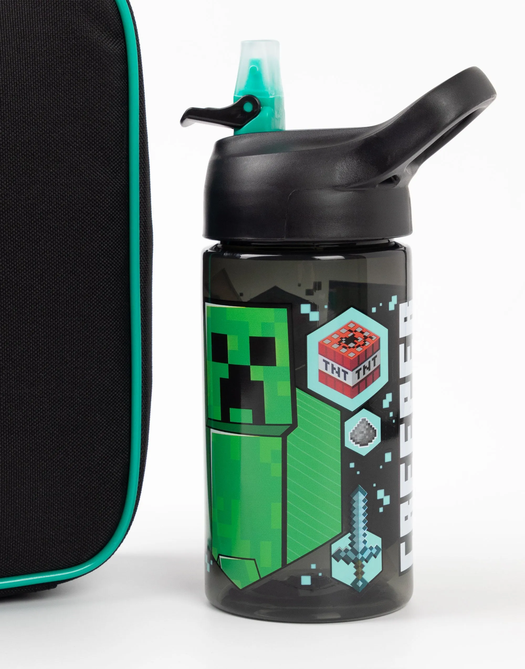 Minecraft Creeper Lunch Bag, Snack Pot, Water Bottle Set