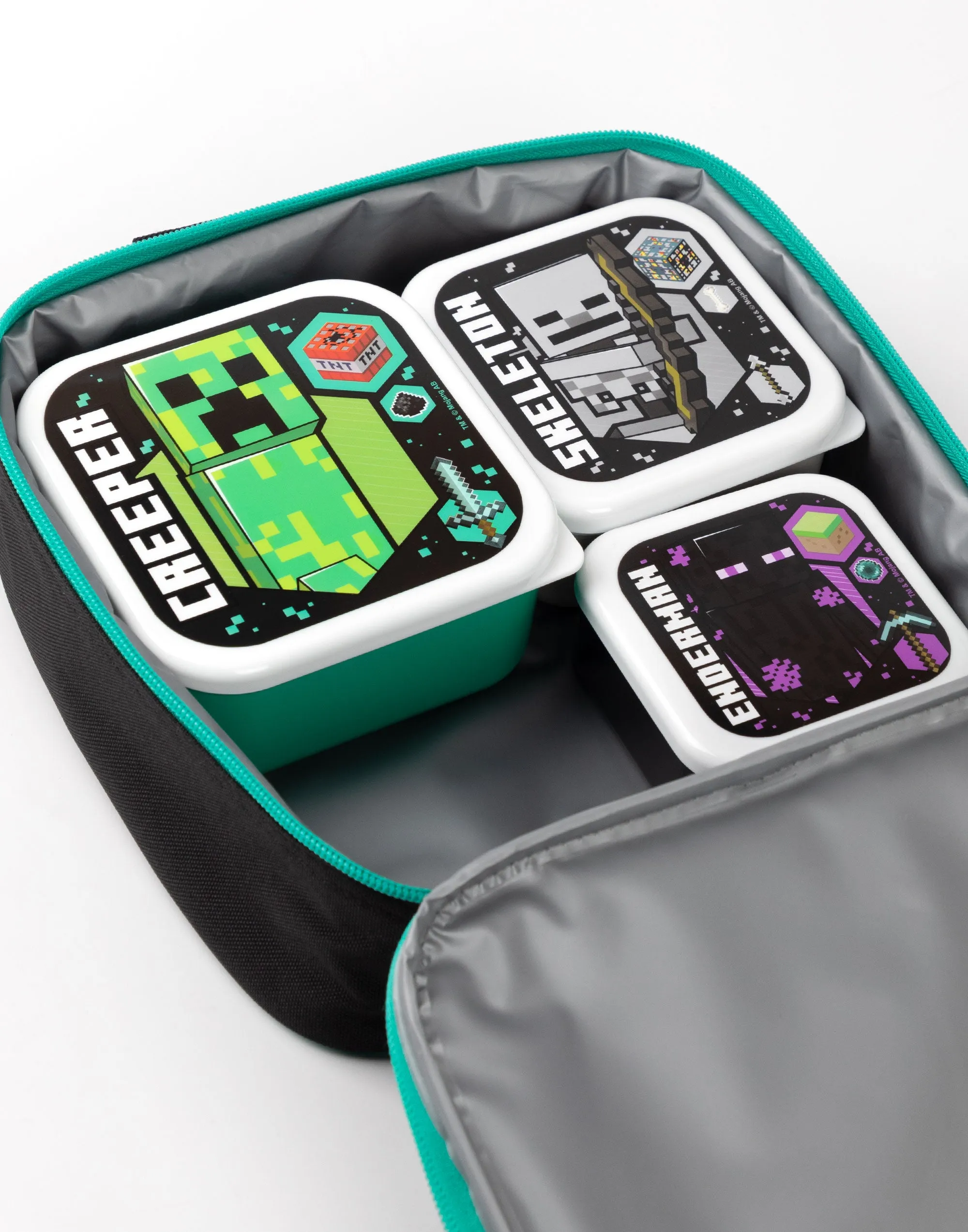 Minecraft Creeper Lunch Bag, Snack Pot, Water Bottle Set