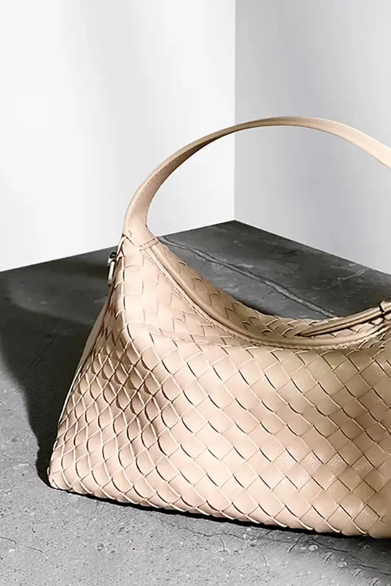 Mini Tote Leather Woven Hobo Bag