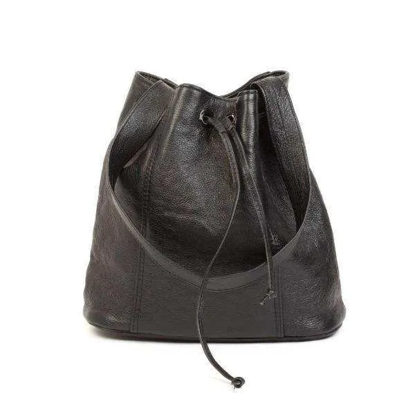 Mirelle Genuine Leather Bucket Drawstring Handbag