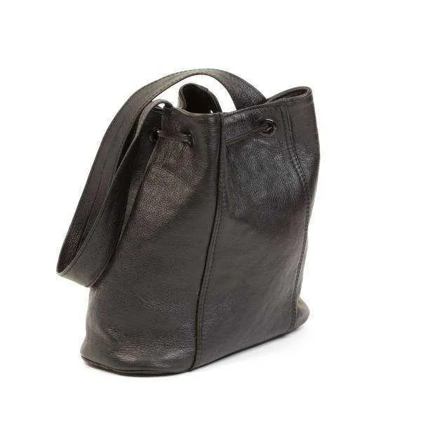 Mirelle Genuine Leather Bucket Drawstring Handbag