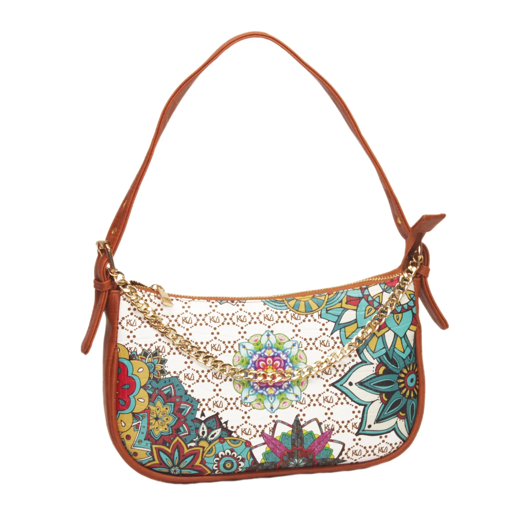 Multi Mandala White Baguette Shoulder Bag 705