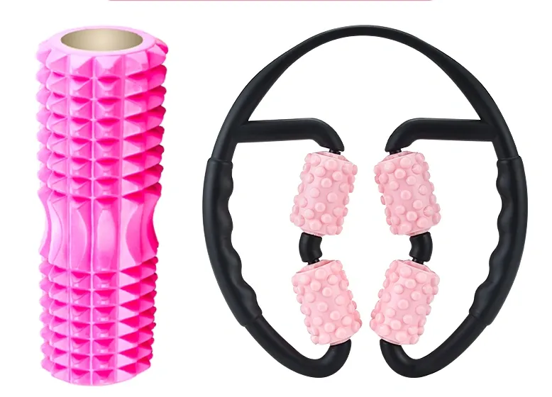 Multifunctional Muscle Massager Relaxation Roller Ring Clamp Yoga Body Shaping 4 Wheels Fitness Device for Sports