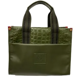 NANOUYIA L. OLIVE GREEN 3D LEATHER MULTISPACE MESSENGER